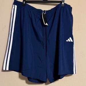Adidas 3S Chelsea Shorts Men 4XLT Athletic Navy Blue White Stripes NEW